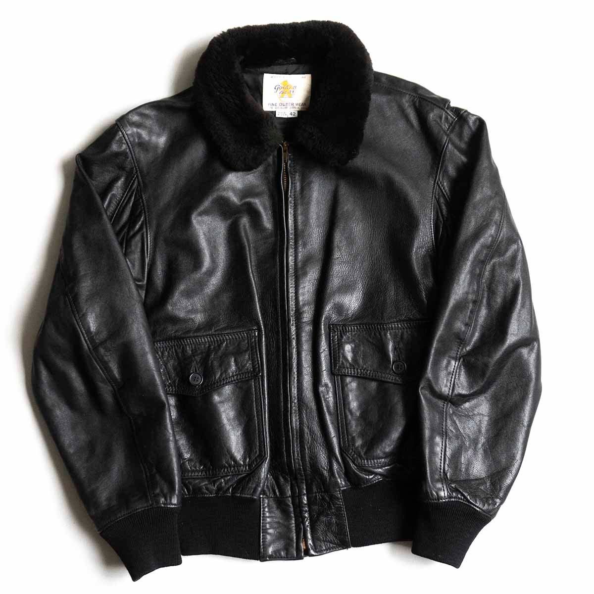 【雰囲気抜群】GoldenBear【type G-1 レザー フライト ジャケット】42 アメリカ製 ゴールデンベアー 25030030