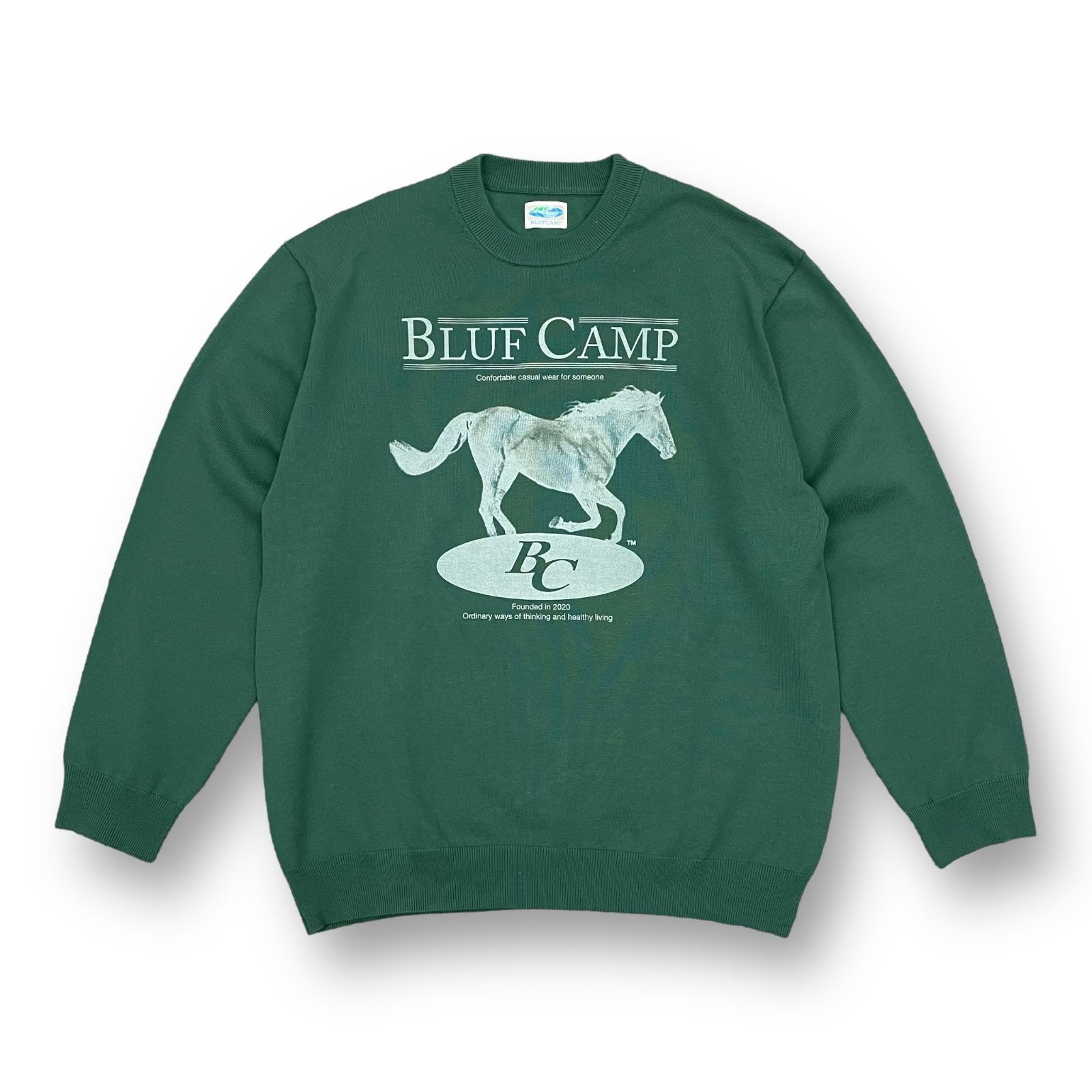 定価25300円 BLUF CAMP Printed Cotton Sweater プリンテッド コットン セーター ニット ブルーフ キャンプ  BC-1F-N001 002 L