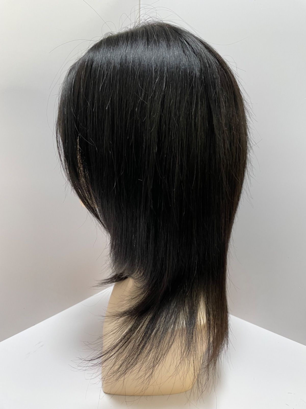 フルウィッグ人毛 医療ウィッグ鎖骨ミディアム センターパート ナチュラル