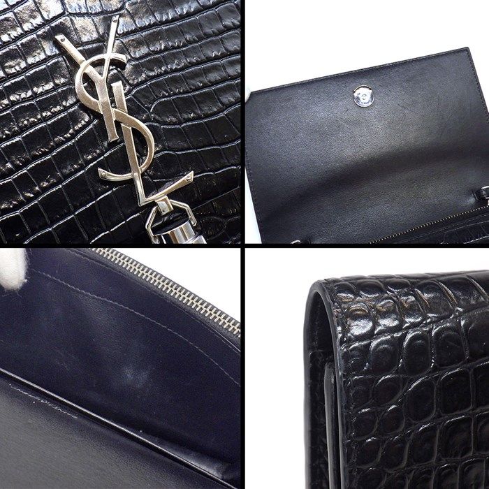 サンローラン SAINT LAURENT ショルダーバッグ ケイト タッセル チェーンウォレット 452159 ブラック クロコダイル エンボス シャイニーレザー 【中古】 楽天市場】【中古】｜SAINT LAURENT サンローラン 452159 ケイト