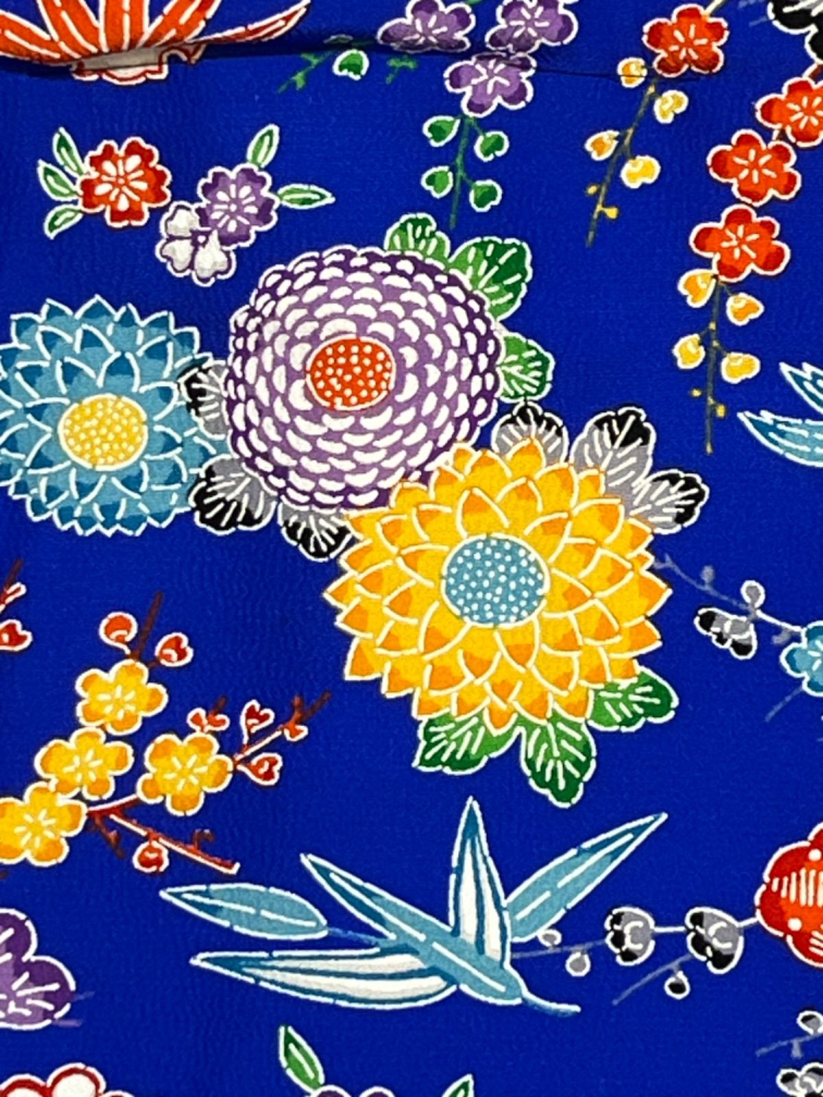 子供物豪華絢爛綺麗美品身丈93cm〜101cm裄丈59cmGブルー正絹京紅型  