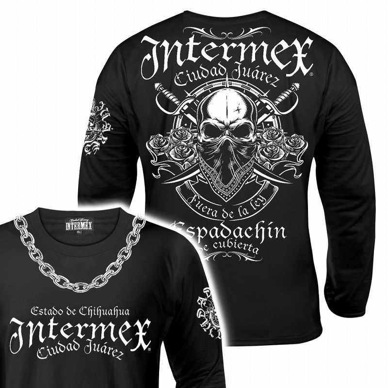 スカル柄 髑髏 ドクロ 長袖 Tシャツ ロンT バイカー ギャング