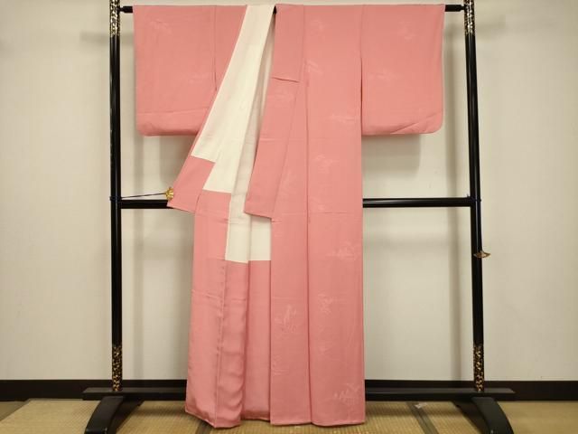 平和屋着物■上質な色無地　舞花地紋　桃色　正絹　逸品　未使用　AAAJ1205Acs 平和屋着物□上質な色無地 花尽くし地紋 桃色 正絹 逸品 CAAU0583ev 平和