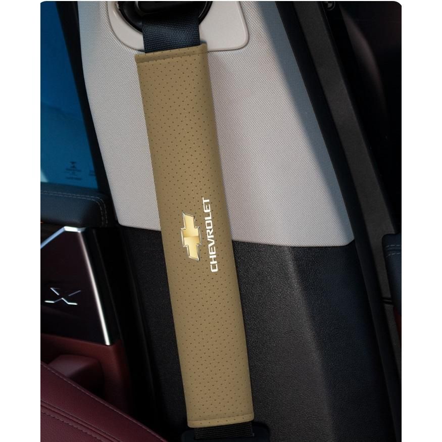 シボレー CHEVROLET ベージュ シートベルトパッド シートベルトカバー シートベルトクッション ショルダーパッド レザー 2枚セット