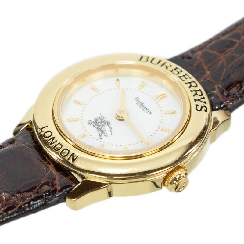 オールドバーバリー 腕時計 レディース 白 茶色 ゴールド Y2K ホースロゴ