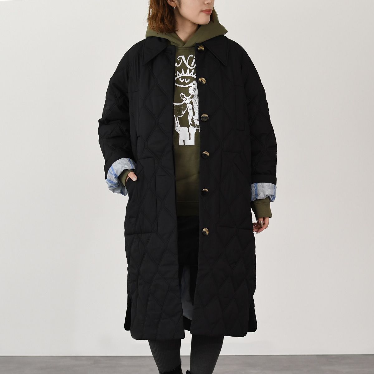 GANNI ガニー アウター ジャケット QUILT RAGLAN MIDI COAT F9206