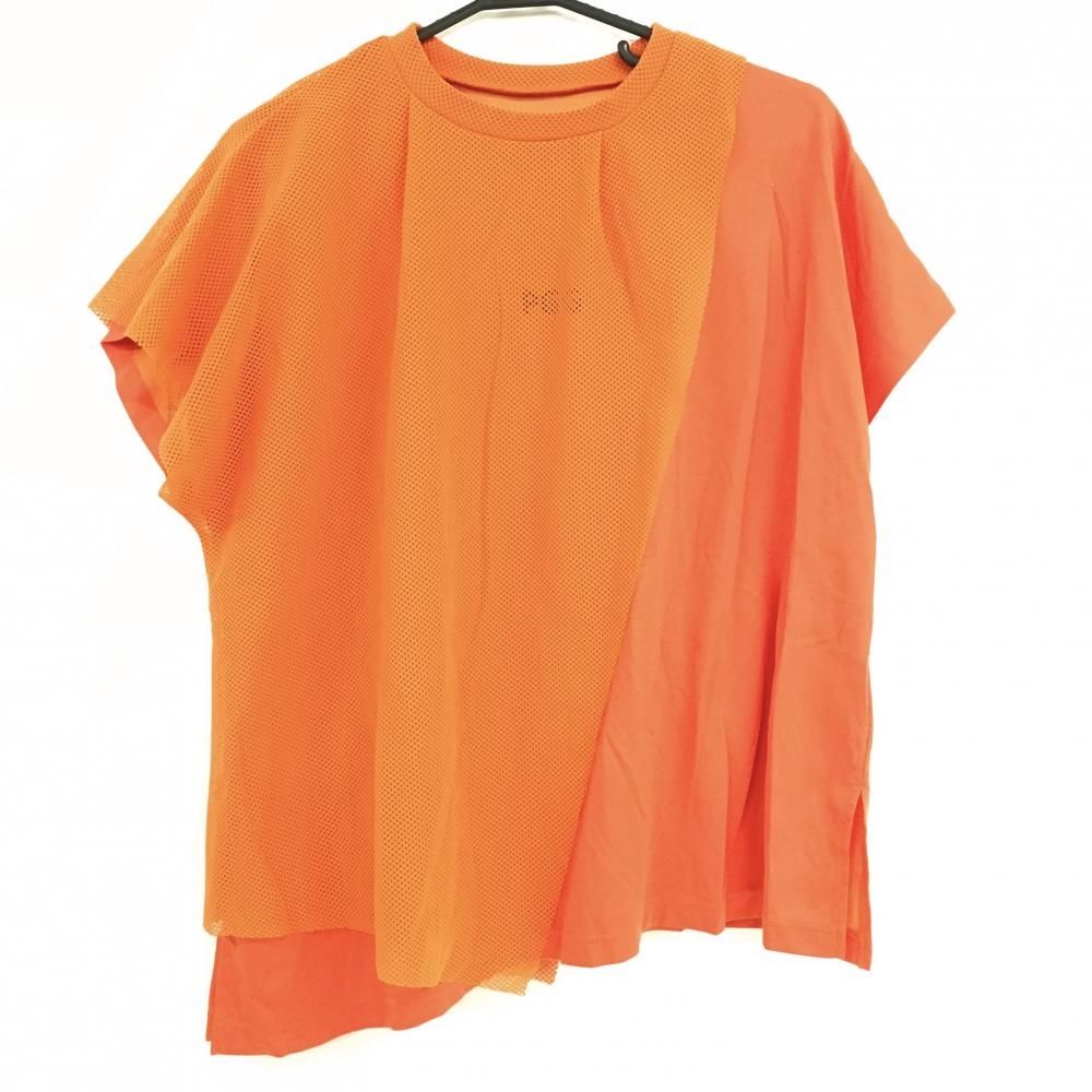 PGG Tシャツ レディース　1サイズ 超美品】PGGパーリーゲイツ Tシャツ オレンジ 一部メッシュ