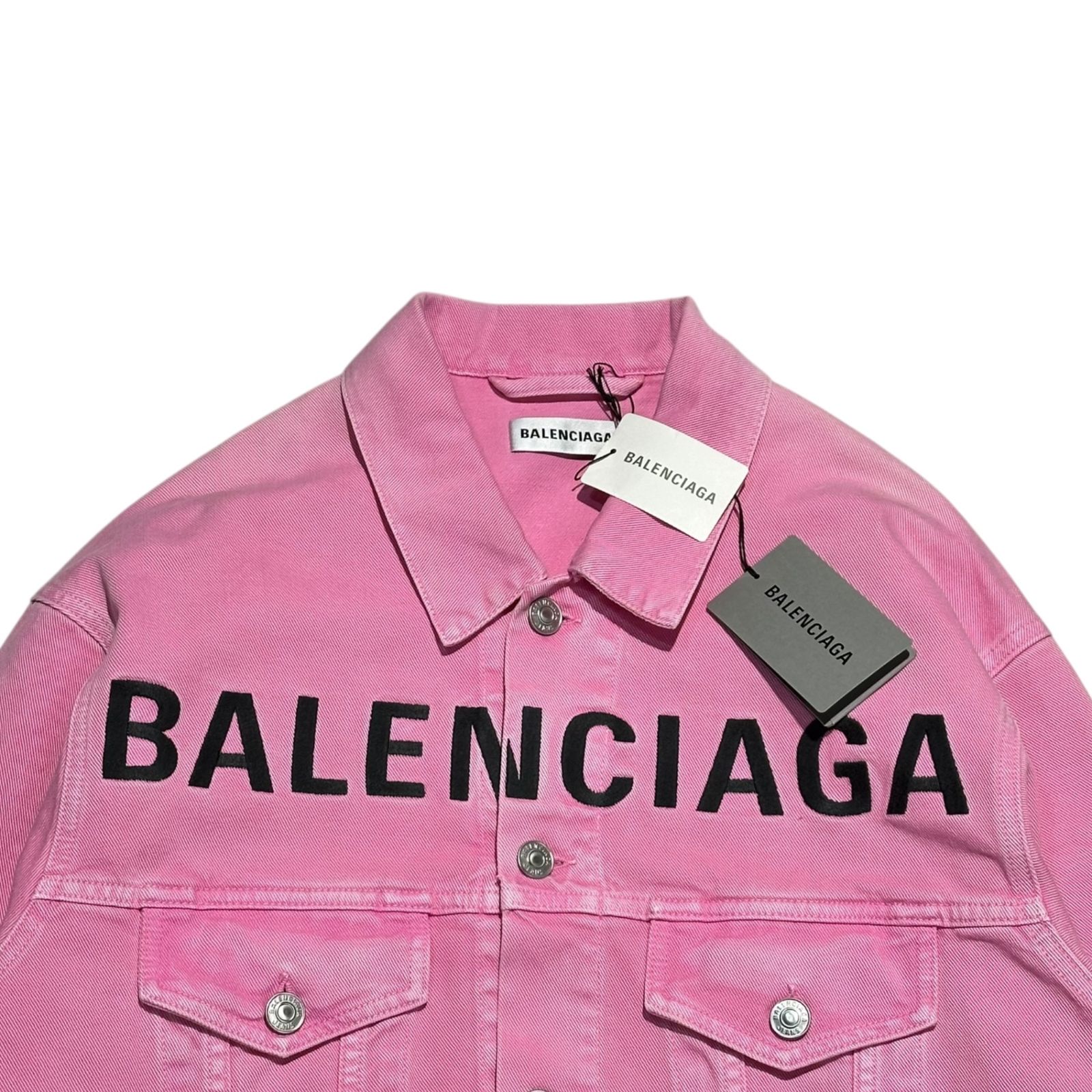 BALENCIAGAのデニムジャケット　ピンク BALENCIAGA(バレンシアガ) 21SS Front Logo Dyed Pink Denim Jacket