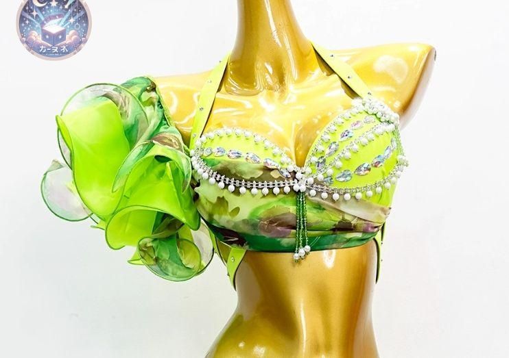 ベリーダンス衣装 ブラスカートセット イェロー/グリーン オーダーメイド ベリーダンス衣装 ブラスカートセット イェロー/グリーン オーダー