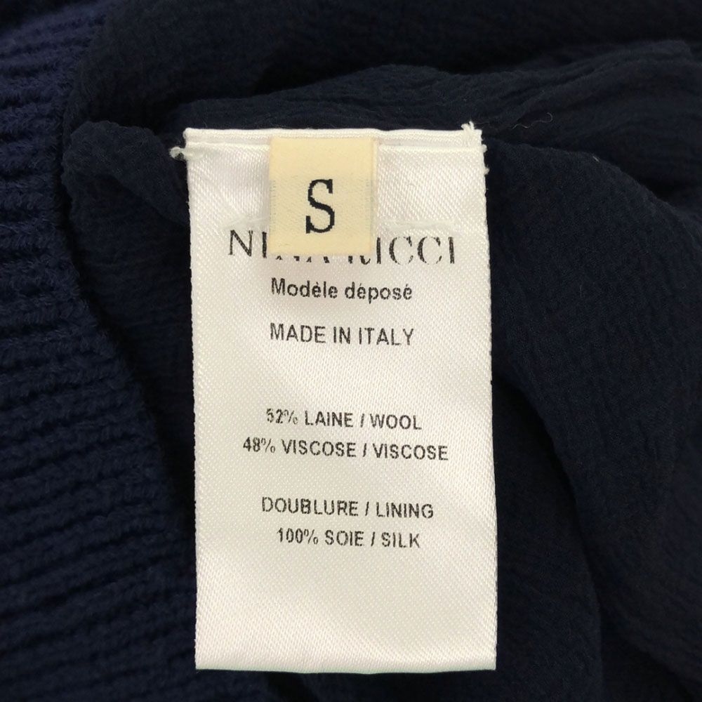 ニナリッチ イタリア製 ウールシルクブレンド 半袖 かぎ編み ニット S