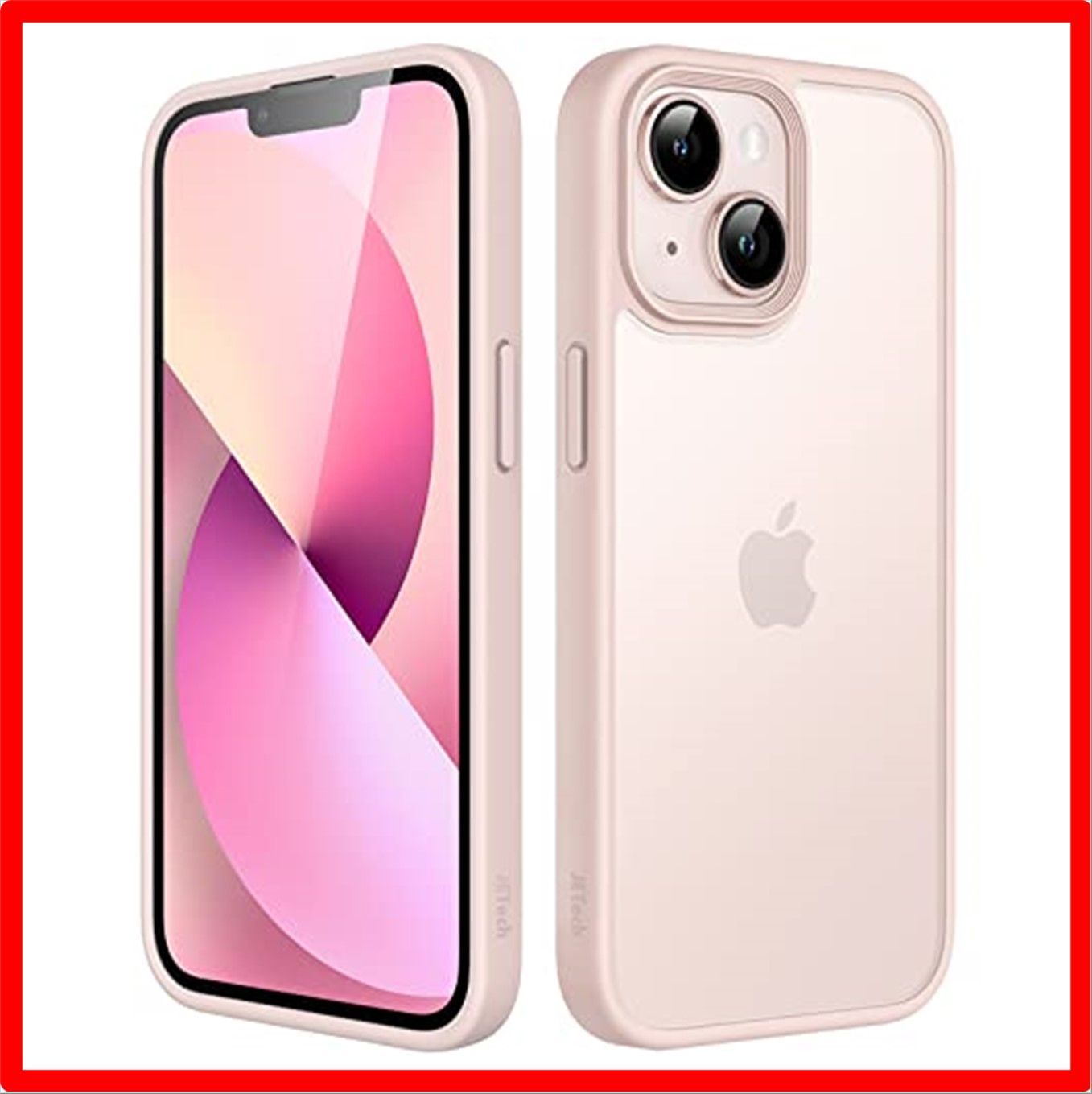 【匿名配送】チョークピンク JEDirect マットケース iPhone 13 6.1インチ 耐衝撃性ミリタリーグレードの落下防止 つや消しの半透明の背面電話カ