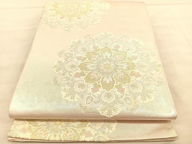 ♦︎きもの結♦︎六通柄袋帯 唐織 正倉院文様 金糸 正絹♦︎10 平和屋着物◎六通柄袋帯 唐織 正倉院花文 黒地 金糸 正絹 逸品