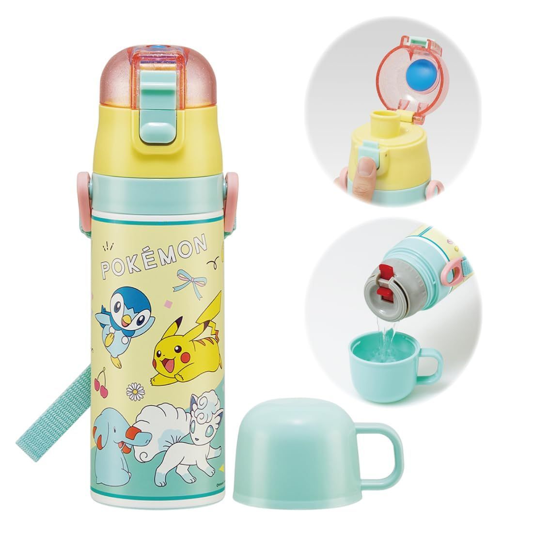 Color グリーン スケーター skater 子供用 ステンレス 水筒 2way 直飲み 470ml コップ飲み 430ml ポケモン NEWレトロ 子供に優しい軽量タイプ 男の子 保温 保冷ポケットモンスター waterbottle スポーツボトル キッ