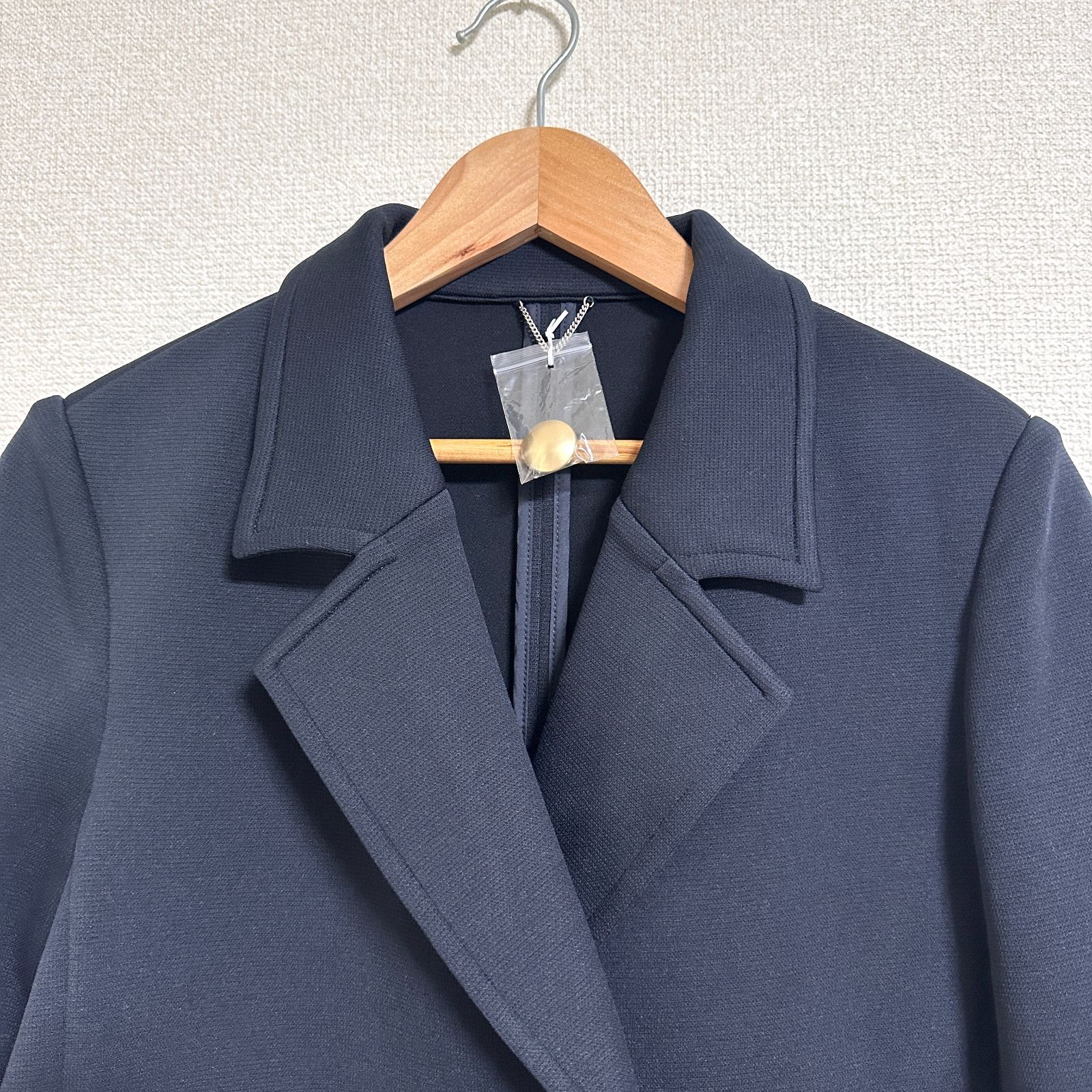 quaranciel 洗濯機可能 ジャージーテーラードダブルジャケット 36 濃紺