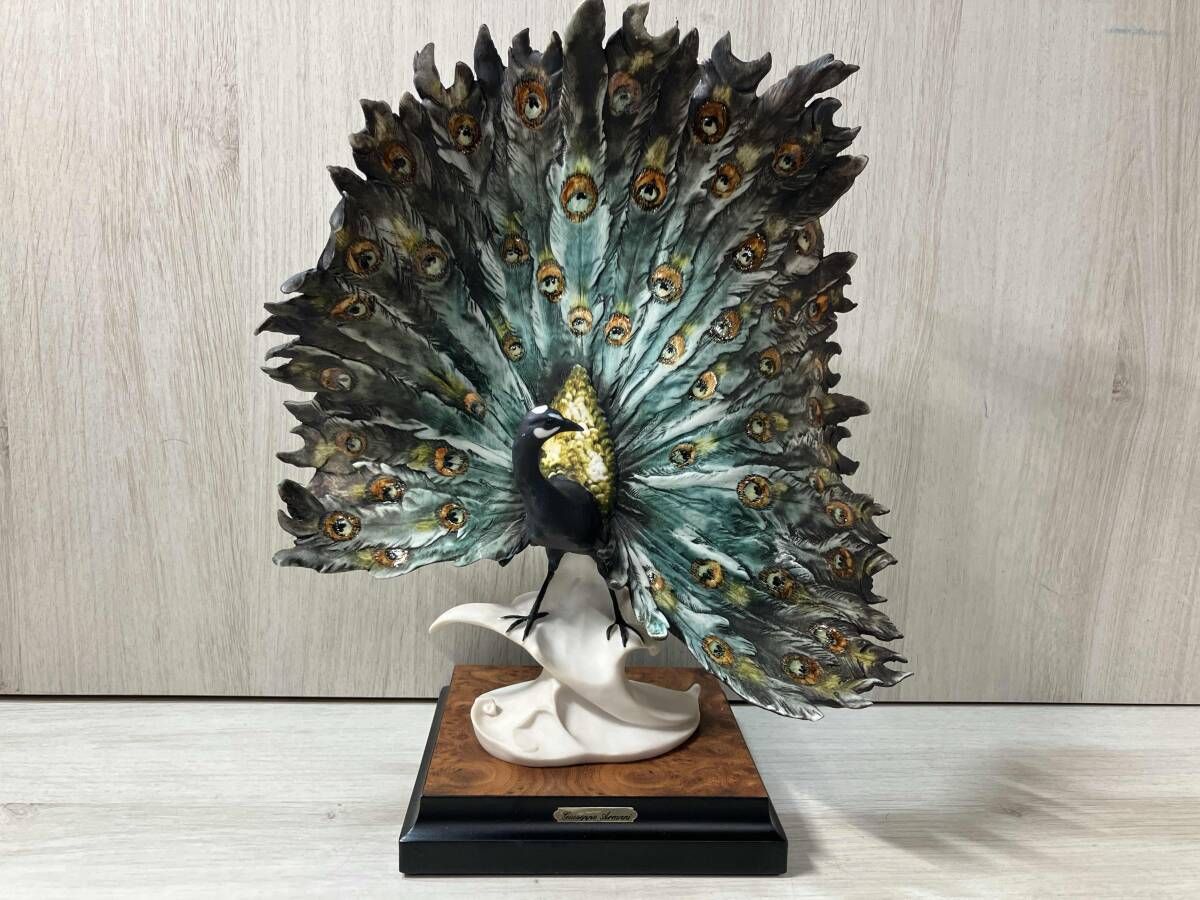 欠け有 ジョゼッペ アルマーニ 孔雀 置物 Giuseppe Armani FLORENCE イタリア製