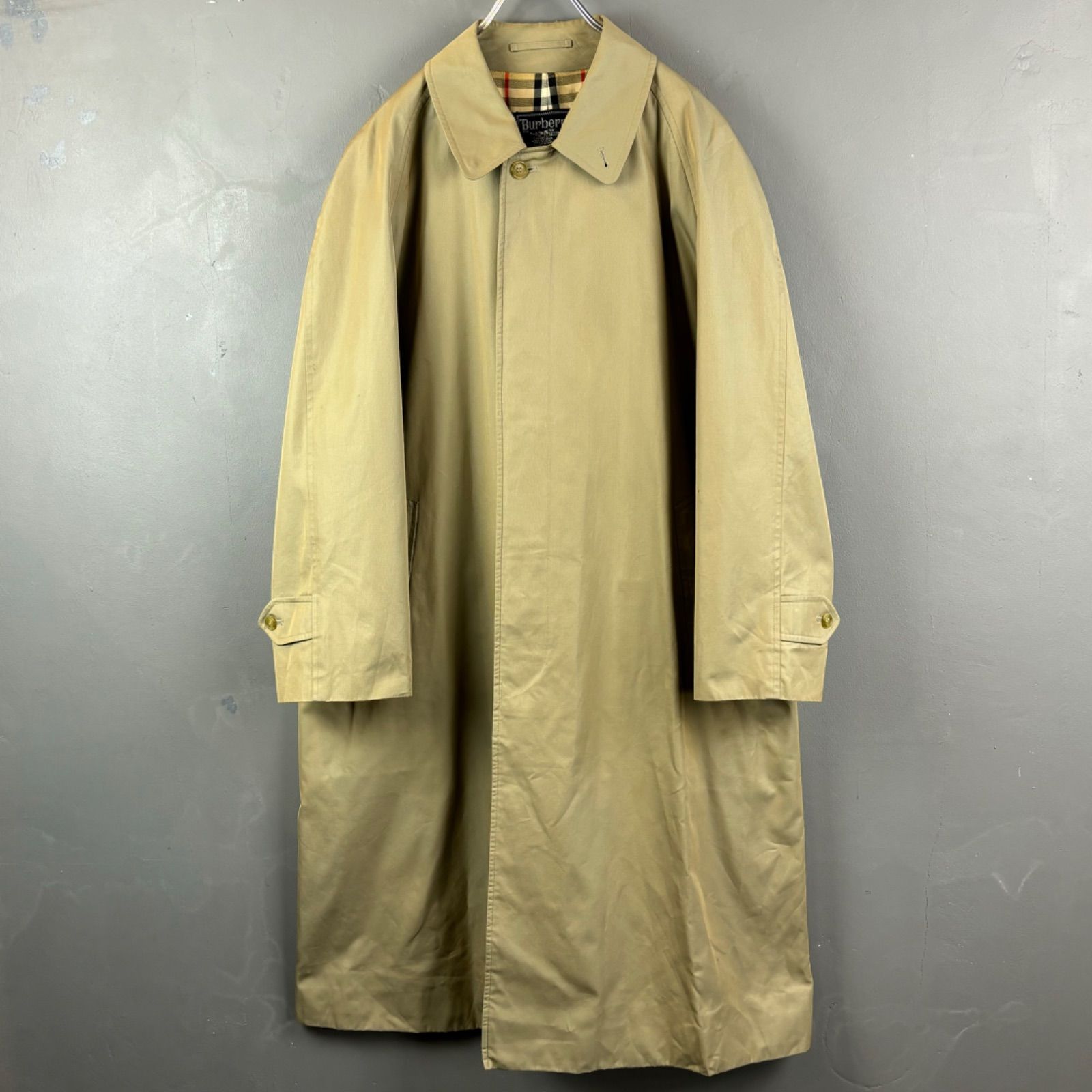 old vintages Burberrys' Burberry Soutien Collar Coat オールド バーバリー ヴィンテージ ステンカラーコート スプリングコート ベージュ 内側ノバチェック柄 96 180