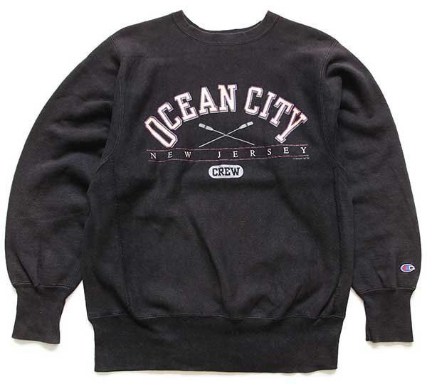 90s USA製 Championチャンピオン OCEAN CITY NEW JERSEY CREW ひび割れ 