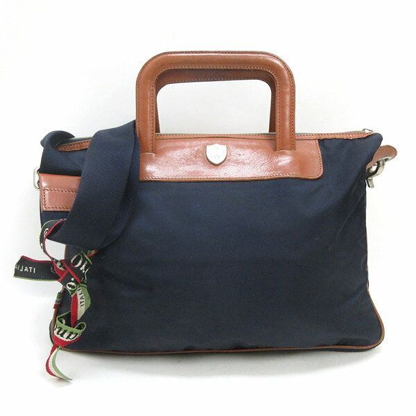 y伊製オロビアンコ/OROBIANCO 2WAY ミニブリーフケース/ショルダーバッグ紺BAG/62【中古】