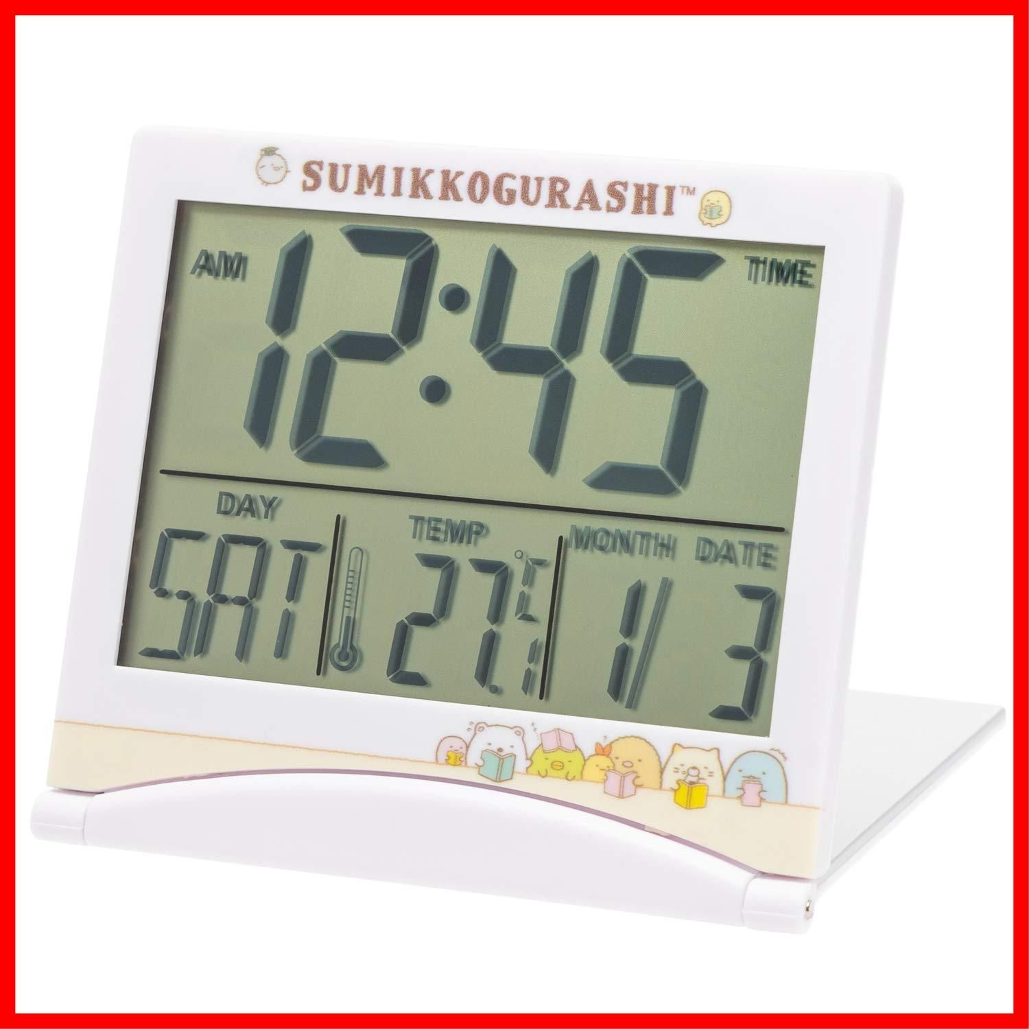 即日対応アリアス すみっコぐらし 目覚まし時計 デジタル 折りたたみ カレンダー 温度 表示 タイマー機能 付き ホワイト  AC18083SXSG-CR 7.8cm×8.7cm×1.2cm メルカリShops