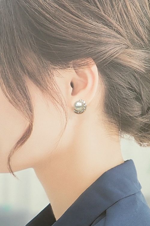 白蝶真珠(南洋真珠) ピアス ダイヤモンド Pt900 中古 宝正 901325  