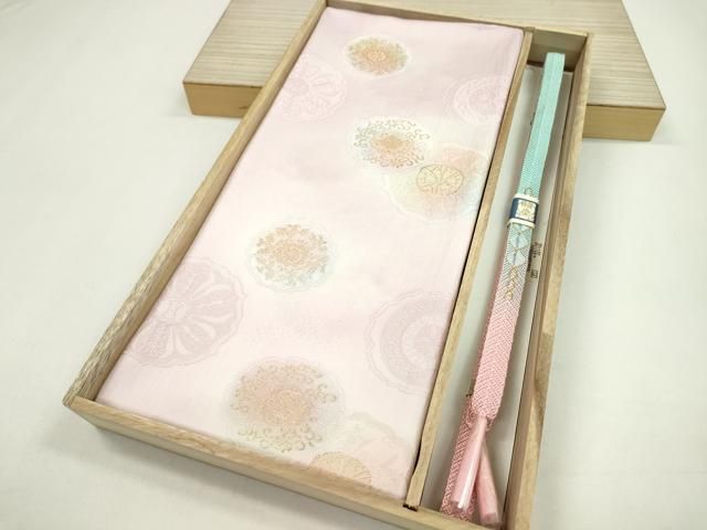 使用品 平和屋着物●和装小物 帯締め 帯揚げセット 地紋起こし 絵皿花文 暈し染め 金糸 ♥ CAAZ6043ju