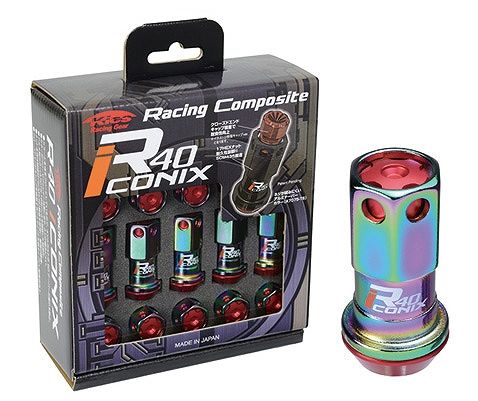 協永産業/KYO-EI レーシングコンポジットR40 アイコニックス ナットセット(アルミ製キャップ) ネオクロ M12×P1.25 キャップカラー：レッド RIA-03NR