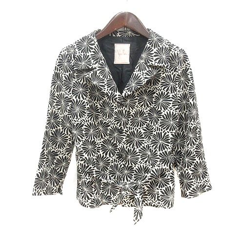 シビラ SYBILLA テーラードジャケット 総裏地 総柄 M 白 アイボリー 黒  