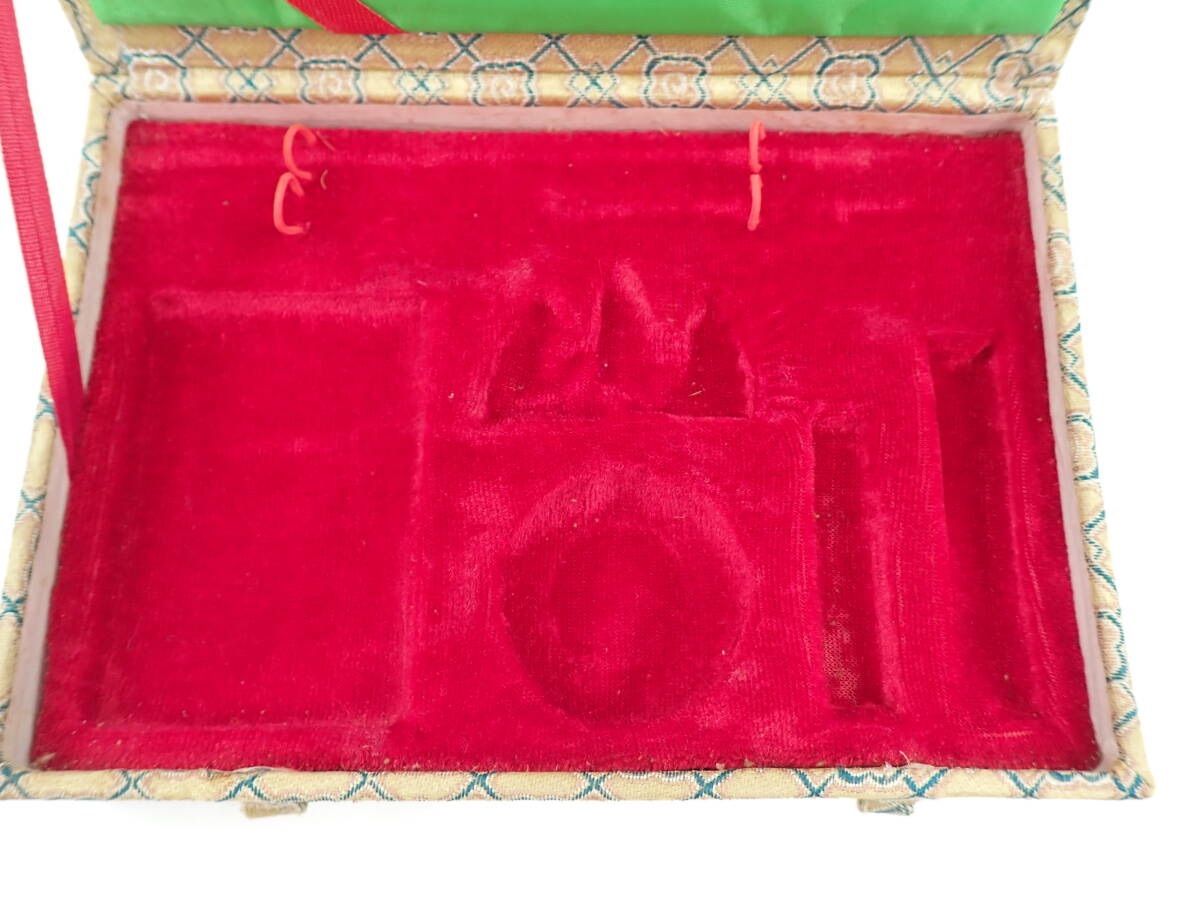 金鶴牌 中国文房精翠 書道セット 書道具箱 硯 墨 筆2本 筆おき