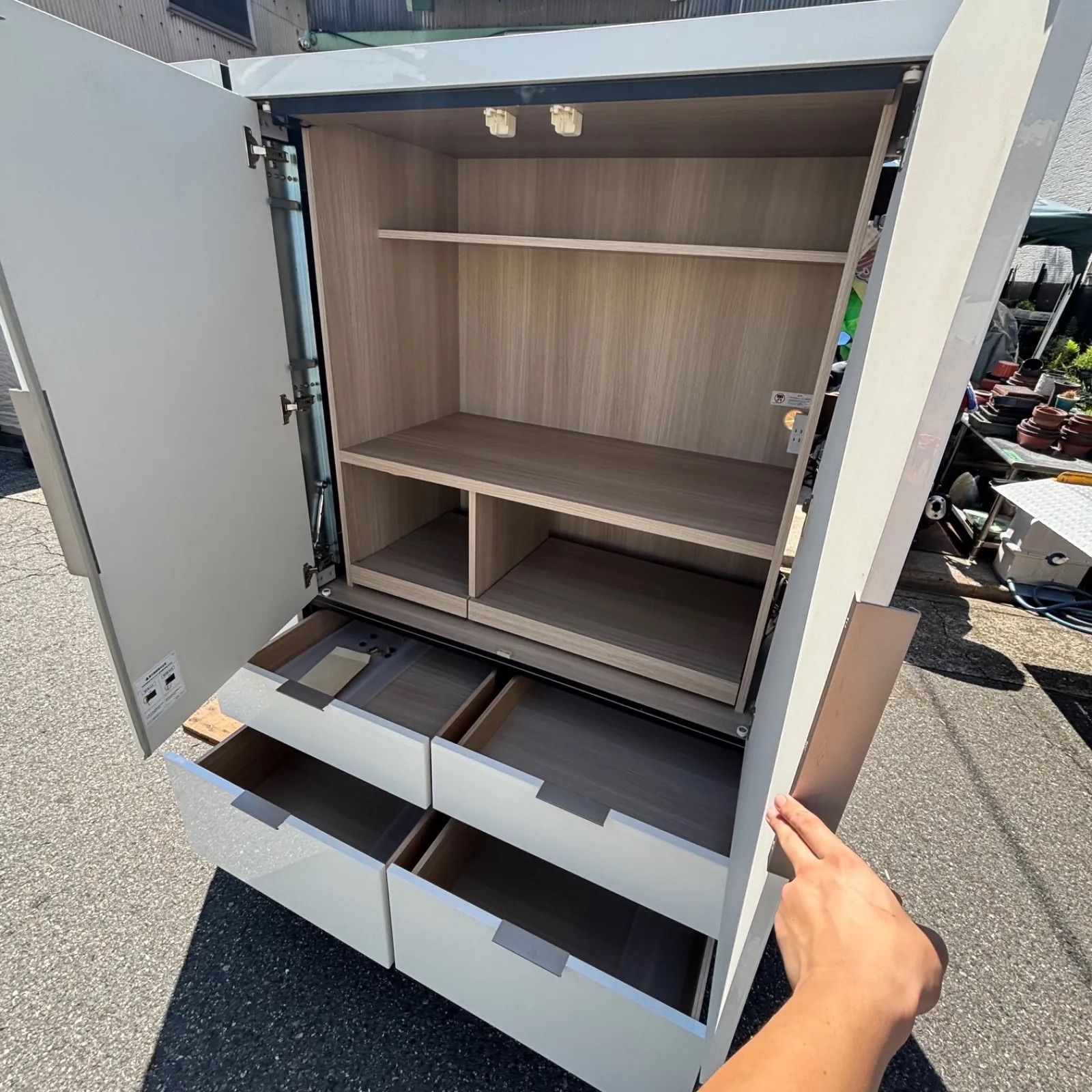 パモウナ/隠せるキッチン収納棚】家電まで隠せるダイニングボード 大型 