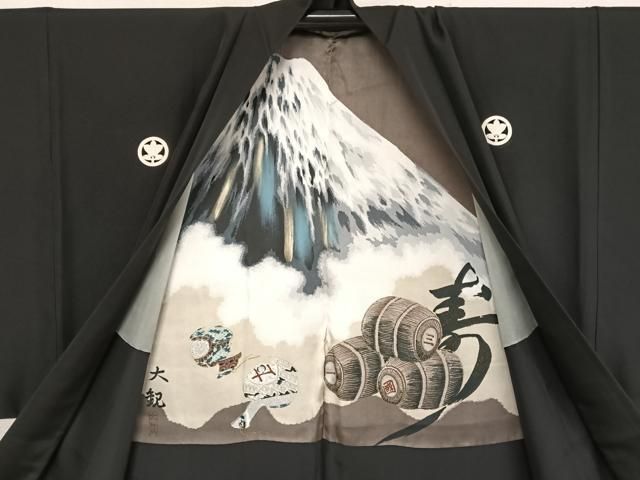 平和屋着物○男性 黒紋付・羽織セット 正絹 逸品 AABA5046np - メルカリ