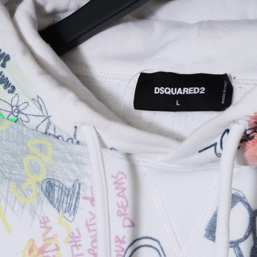 DSQUARED2 WRITINGS COOL HOODIE Lサイズ ホワイト S74GU0596 S25516 