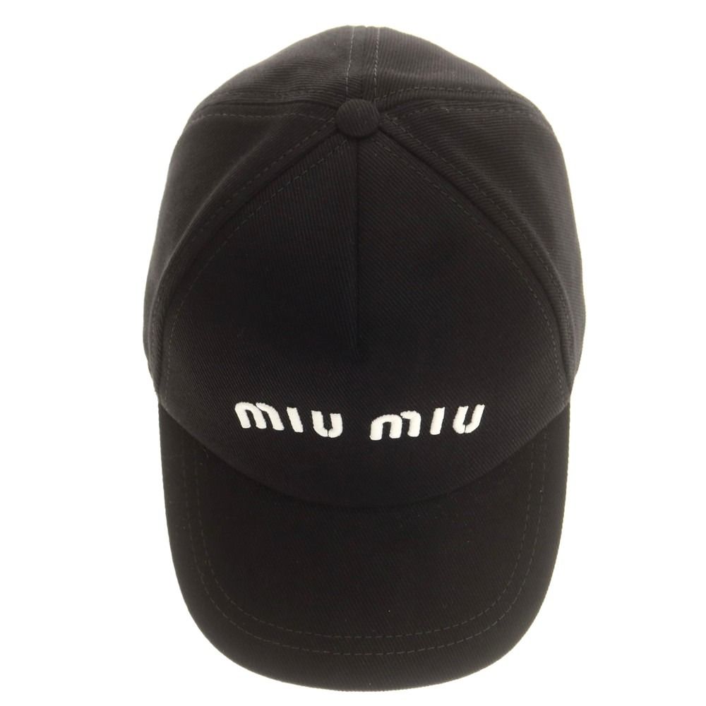 ミュウミュウ キャップ ブラック Miu Miu Drill ロゴ キャップ | ブラック | FARFETCH JP
