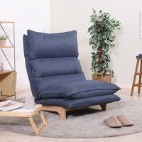 ♪１人掛 ダブルクッション 座椅子 ライトネイビーカラー 幅70cm ソファ クッション 1人暮らし