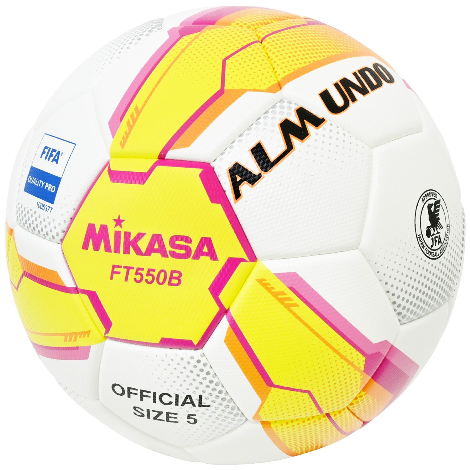 ミカサ MIKASA サッカー サッカー 5号球検定貼 ALMUNDO 黄ピンク FIFA イエロー×ピンク サッカーボール 人工皮革 国際サッカー連盟 部活 試合 大会 クラブ活動 FT550BYPF イエロー×ピンク