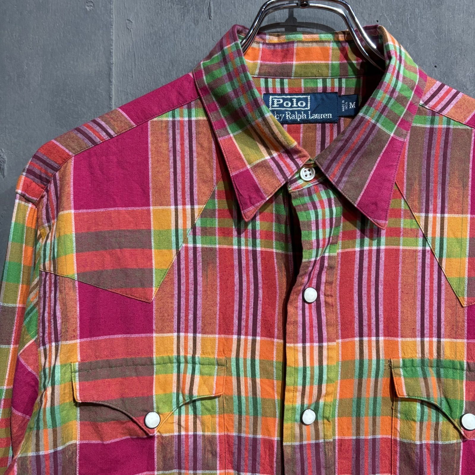 90〜00s Polo by Ralph Lauren マドラスチェック ウエスタンシャツ