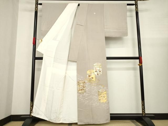 平和屋着物○豪華色留袖 駒刺繍 貝桶花文 金彩 正絹 逸品 AABA4637ck