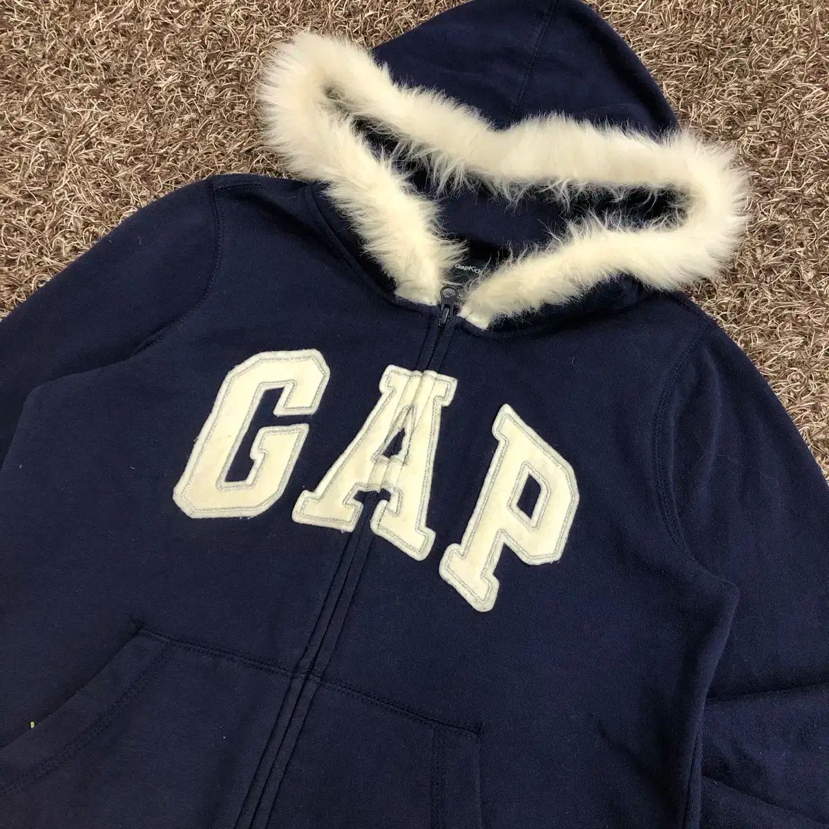 GAP(ギャップ) ネイビー ファー ジップアップパーカー フード付き GAP