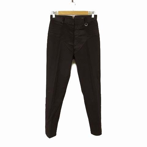 ドレスドアンドレスド DRESSEDUNDRESSED 23AW パンツ スリム スラックス テーパードパンツ サテン ウール 異素材 ドッキング S 黒 ブラック