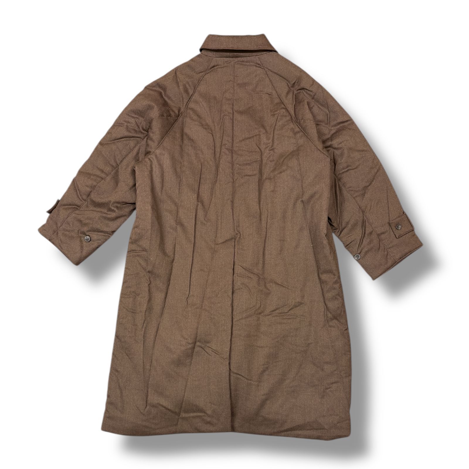 参考上代85800円 my beautiful landlet 24AW STRETCH GABARRE BATTING LONG COAT ギャバジン ステン コート マイビューティフルランドレット WM09-CO242093 ブラウン