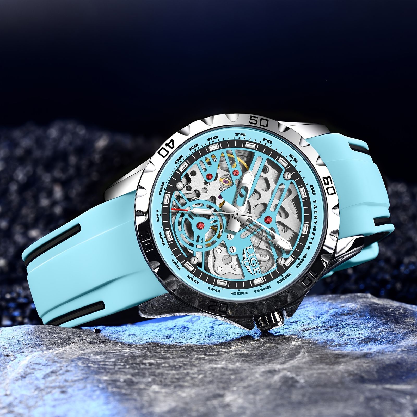 【人気シリーズ】LIGE メンズ 高級腕時計 ブルー 3点人気シリーズLIGE メンズ 高級腕時計 ブルー