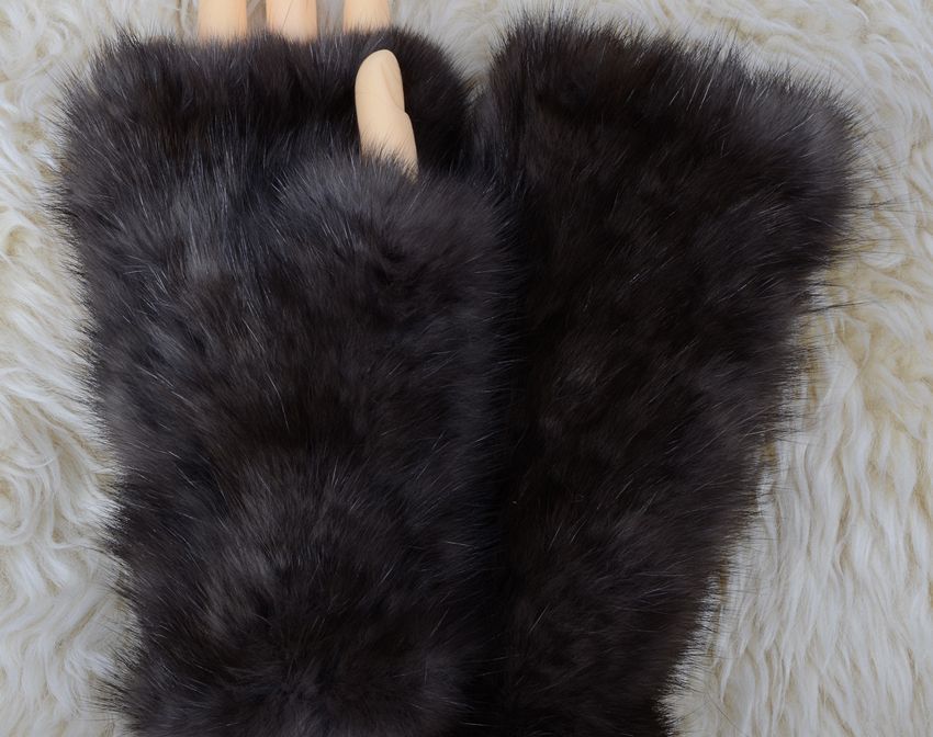 新品 限定 上質なセーブル編み込みアームウォーマー防寒グローブ/毛皮