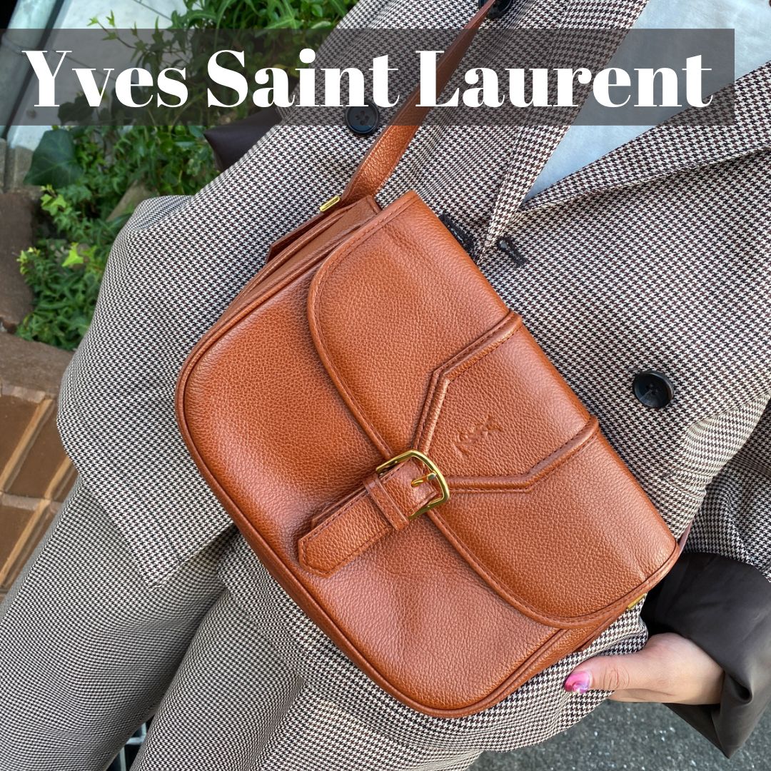 【フォロワー様限定5%OFF!!】超美品✨ Yves Saint Laurent イヴ・サンローラン YSL 本革 レザー ヴィンテージ 斜め掛け  ショルダーバッグ