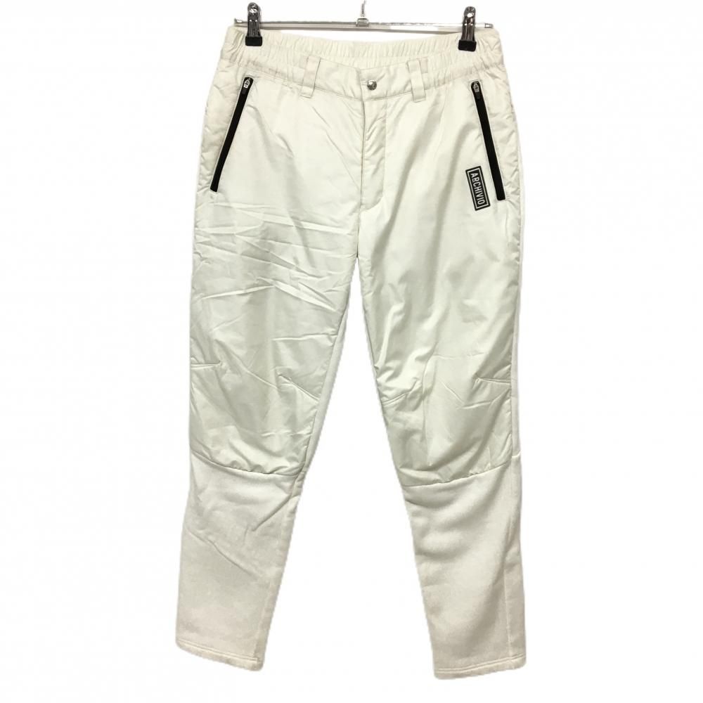 アルチビオ 中綿パンツ アイボリー×白 裏起毛 異素材 ジップポケット