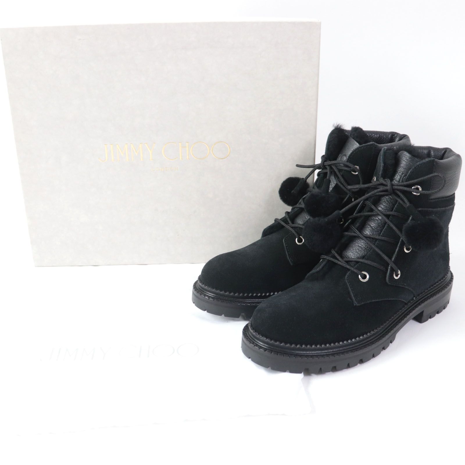 未使用品☆JIMMY CHOO ジミーチュウ ELBA FLAT スウェード ファー 
