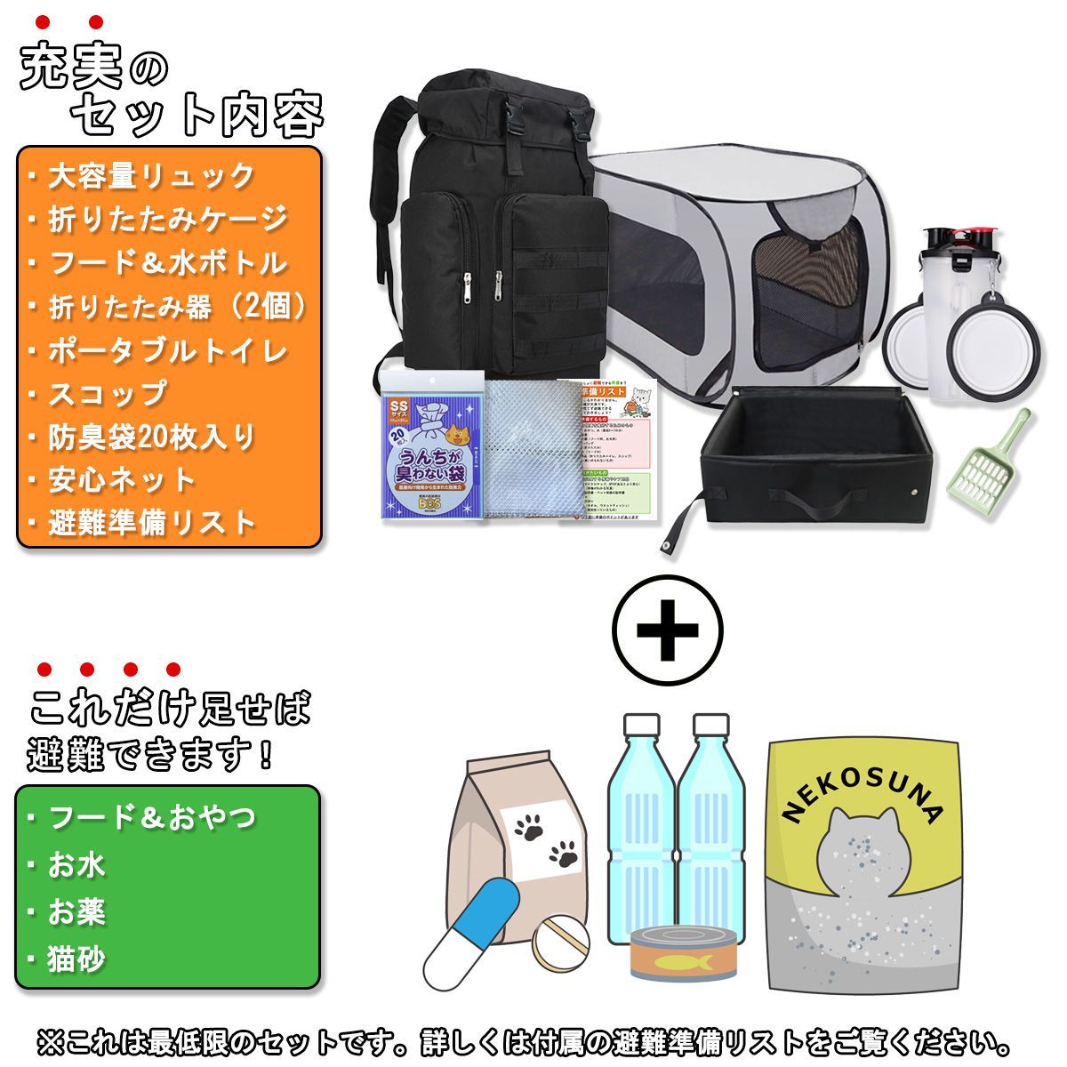 ネコのための防災DXセット　未使用品　猫用避難用品 ネコのためのデラックス防災セット＋避難時持ち物チェックリスト