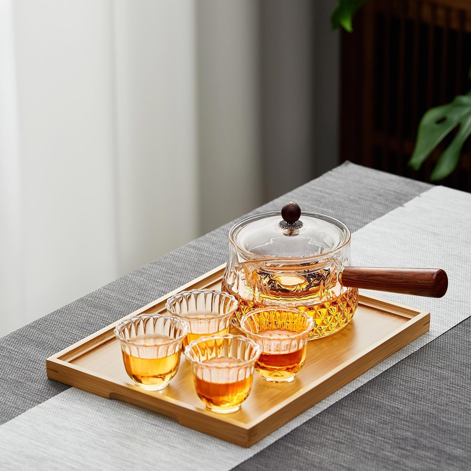 ☆横手急須 耐熱ガラス ティーポット 780ml 360度回転可能 熱湯可