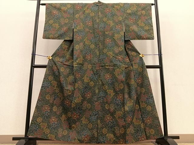 平和屋着物■本場大島紬　7マルキ　幾何学文様　正絹　逸品　未使用　AAAK9925Bph 平和屋着物□本場大島紬 7マルキ 幾何学文様 証紙付き 正絹 逸品