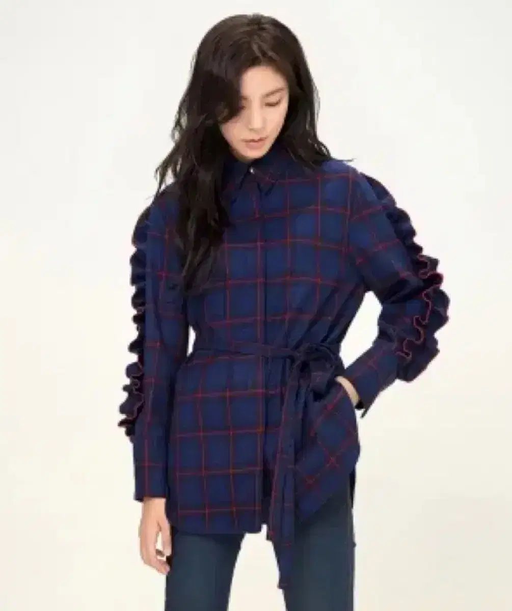 イッミシャ X ロンドンクラウド チェック フリル ブラウス F 55 66