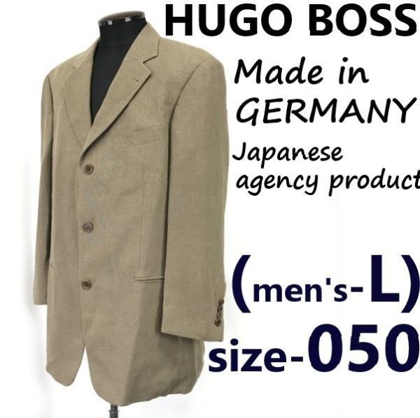 ドイツ製★ヒューゴボス/HUGO BOSS★麻65％混/テーラードジャケット/ブレザー【50/メンズL/ベージュ系】総裏地/日本正規代理店タグ◆cBH428 ドイツ製☆ヒューゴボス/HUGO BOSS☆麻65％混/テーラードジャケット