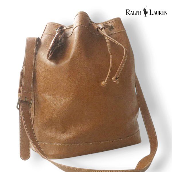 美品 Ralph Lauren ラルフローレン 本革 オールレザー バケツ型 